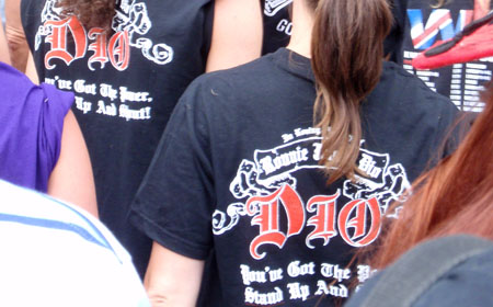 Ronnie James Dio cancer fund t-shirts at High Voltage 2010