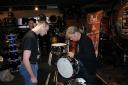 Ian Paice signing the snare, Toronto Feb 13, 2012; photo Jim Irons