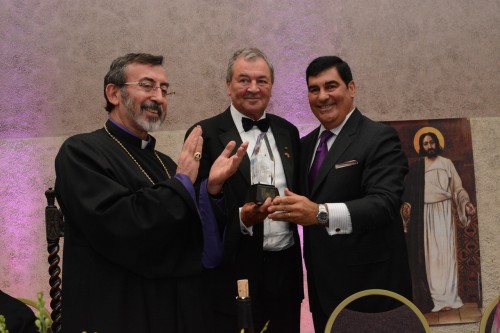 Gillan receiving Friend of Armenians award on May 2 2014 at the St.Vartan Cathedral in NYC; Photo: Artur Petrosyan / Eastern Diocese