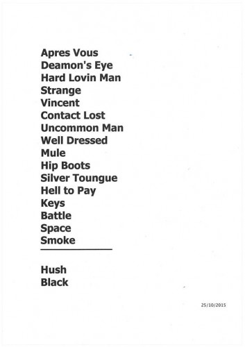 Setlist from Lodz, October 25, 2015