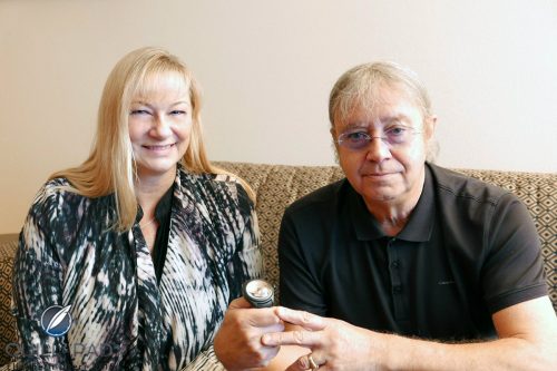 Ian Paice with interviewer Elizabeth Doerr; image courtesy of Quill & Pad