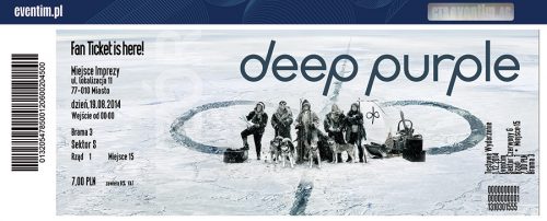 Deep Purple 2018 souvenir ticket