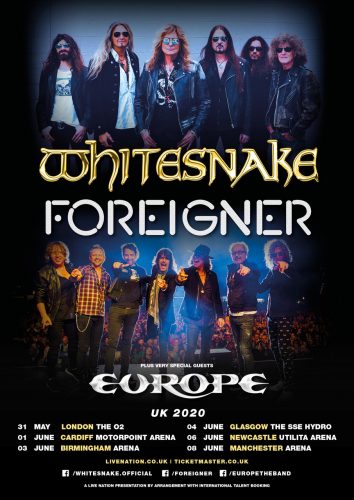 Whitesnake + Foreigner UK 2020 poster