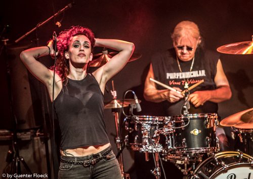 Alteria of Strange Kind of Women live on stage with Ian Paice