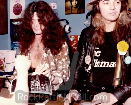 Glenn Hughes and Tommy Bolin at a record store signing event, Dallas, TX, 1976.