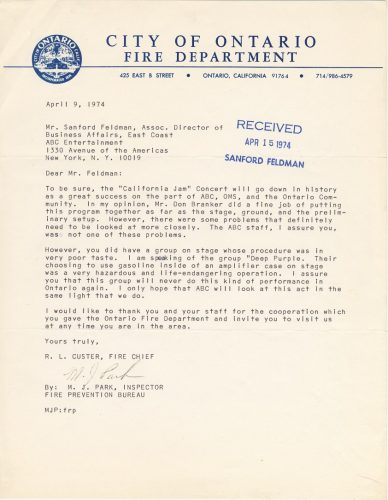 ontario fire chief letter