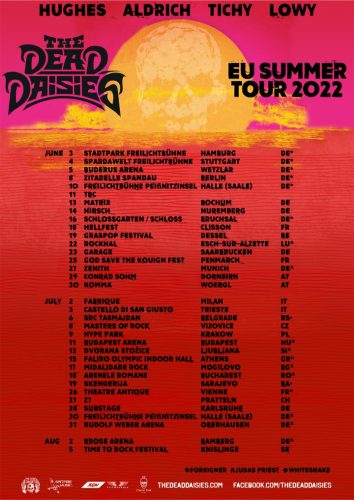 The Dead Daisies Europe SUMMER TOUR 2022 flyer