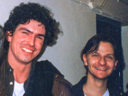 Dave Hodgkinson (right) and Trond Strøm backstage at the Brixton Academy in London, March 9th 1996. Photo: Håkon Vold-Johansen