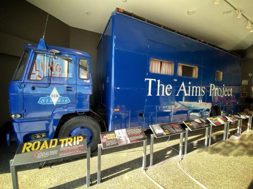 rolling stones mobile at the national music center in calagary, canada; photo: sebastian buzzaliano